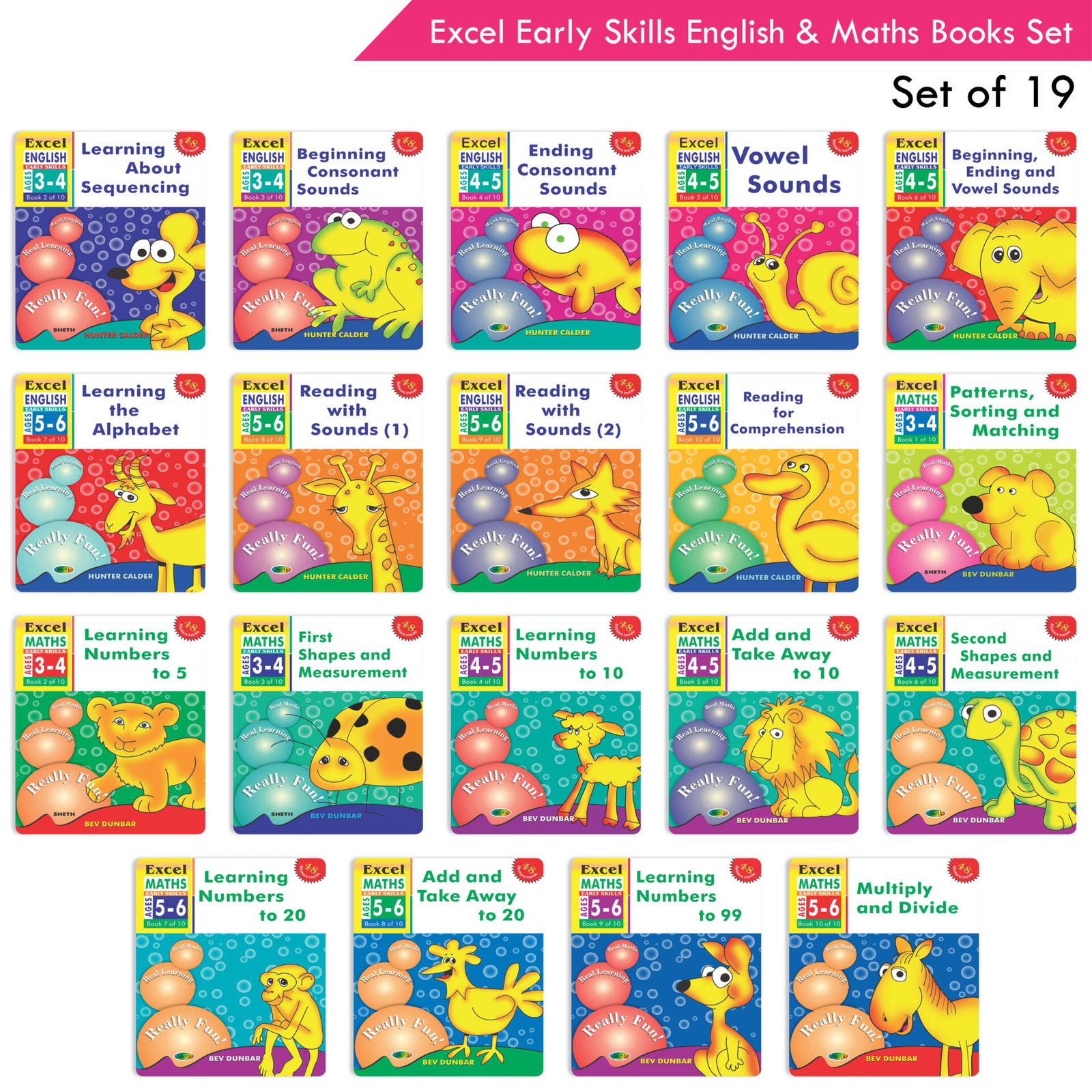 Excel English and Maths Early Skills Ages 3 6 Years Set of 19 1