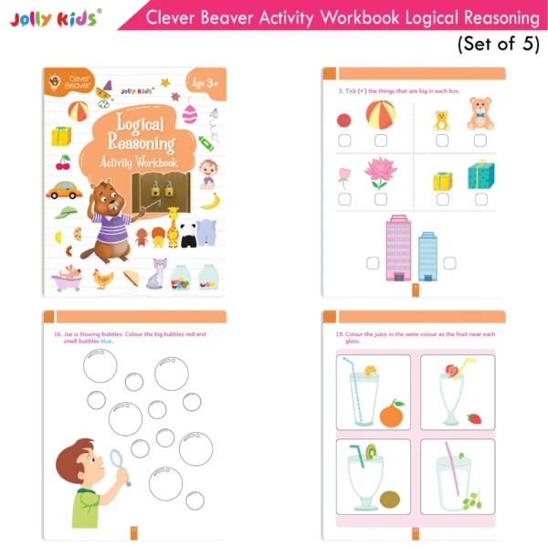 Early Learning Jolly Kids Clever Beaver Activity Workbooks Age 3+|Set of 5| Kindergarten Books English-Maths-Good Habit-EVS-Logical Reasoning - Image 6