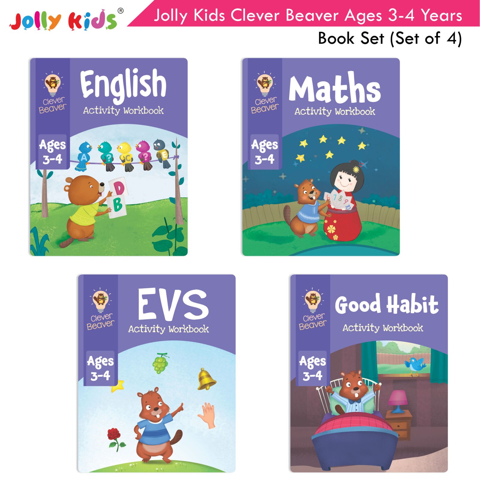 Jolly Kids Clever Beaver Ages 3 4 Years Book Set Set of 4 1
