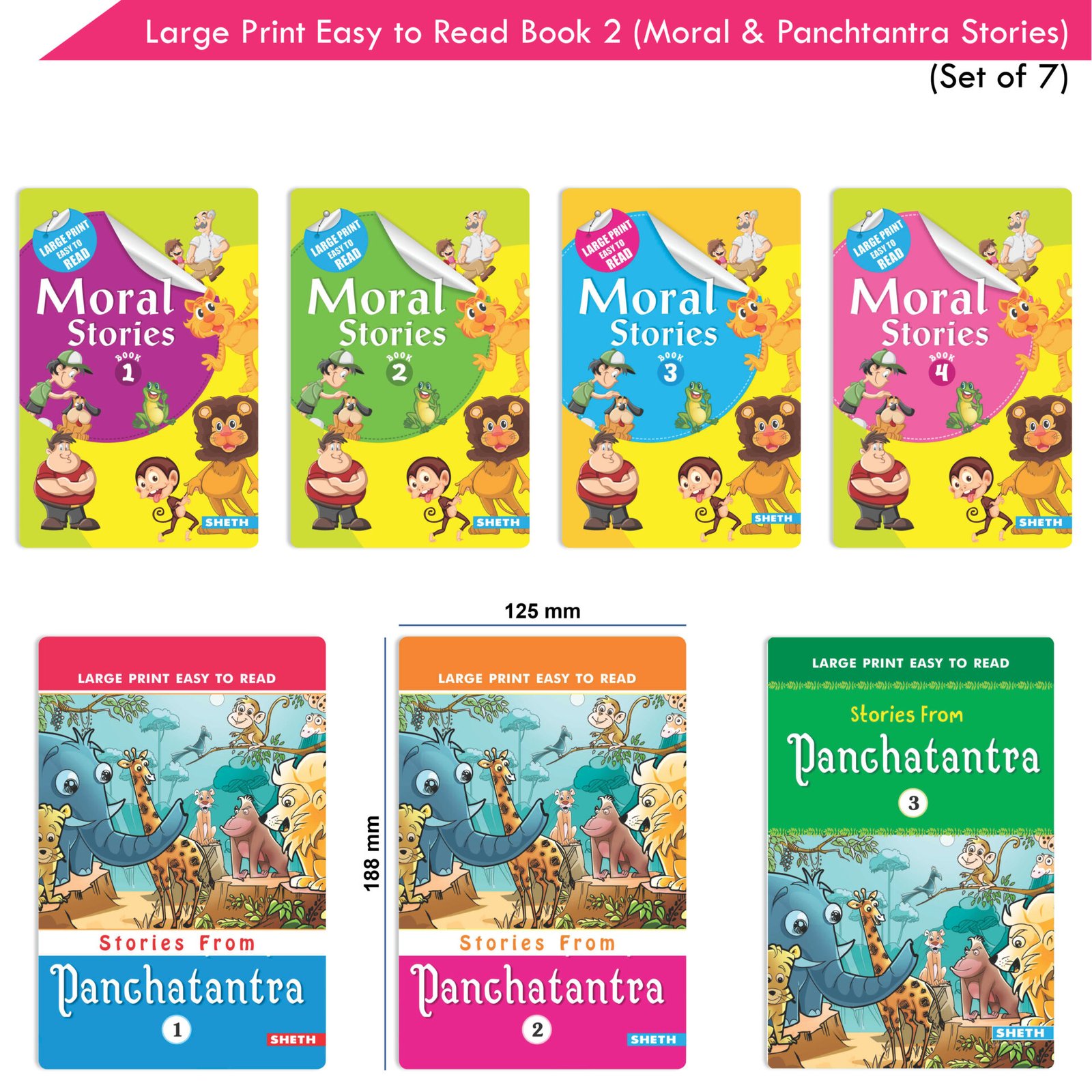 Large Print Easy To Read Book 2 Moral Panchtantra Stories Set Of 7 