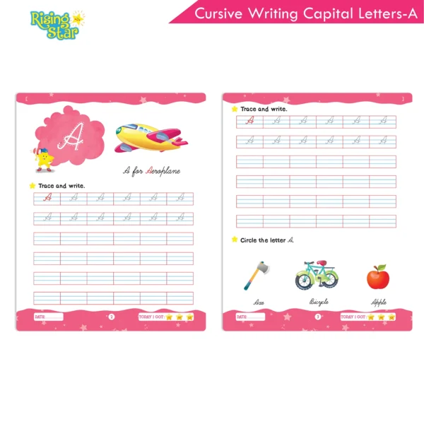 Rising Star Cursive Writing Capital Letters Book - A - Image 2