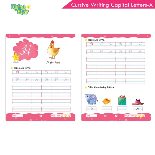 Rising Star Cursive Writing Capital Letters Book - A - Image 4