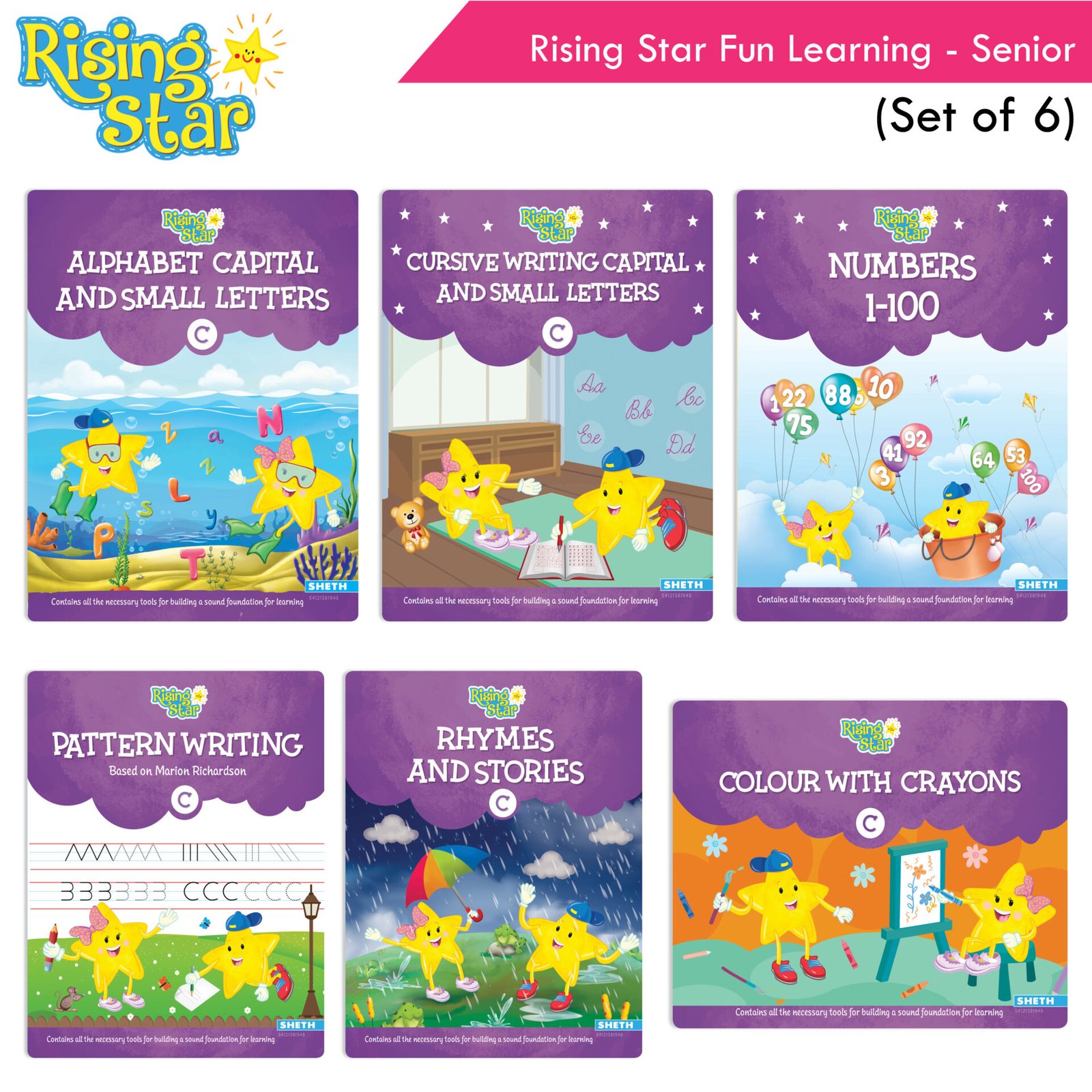 Rising Star Fun Learning Senior KG Book Set Set of 6 1