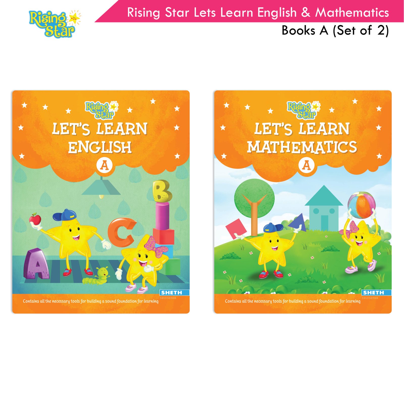 Rising Star Lets Learn English and Mathematics Books A Set of 2 1