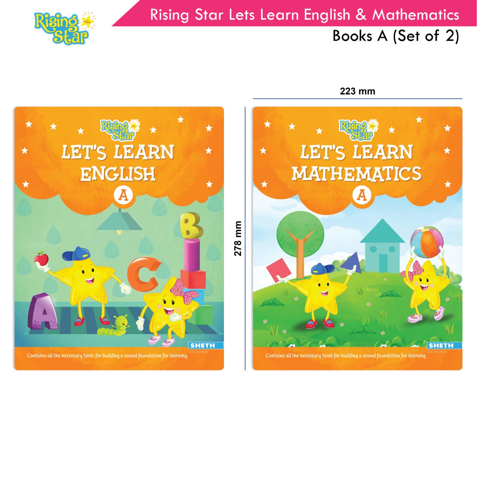 Rising Star Lets Learn English and Mathematics Books A Set of 2 2