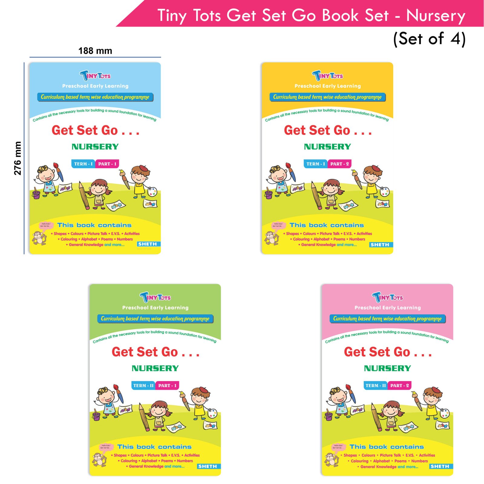 Tiny Tots Get Set Go Book Set Nursery Set of 4 2