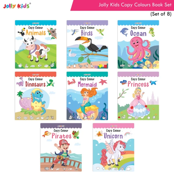 Jolly Kids Copy Colour Books Set of 8| Early Learners Trace and Colouring Activities Book for Kids Age 3-6 Years