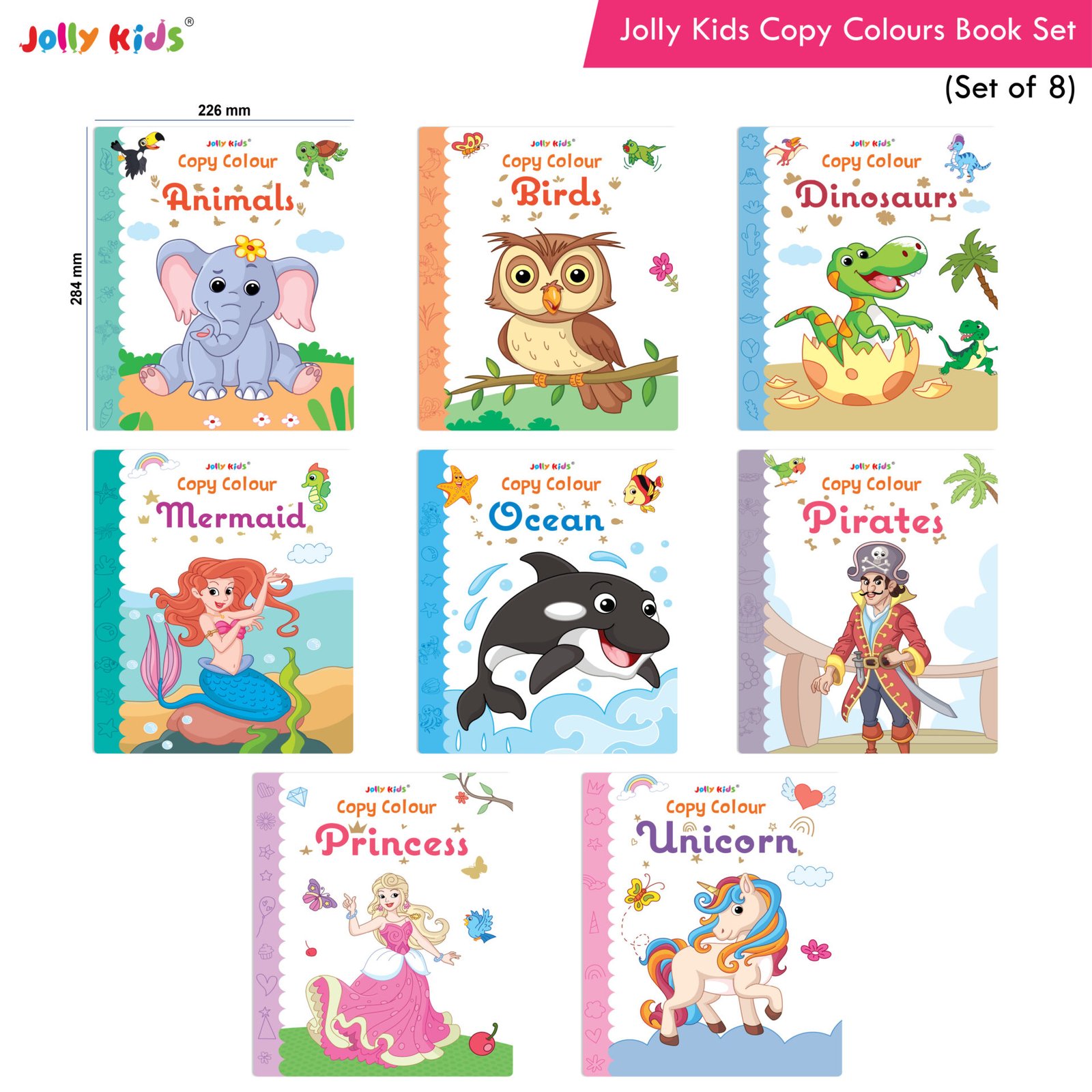 Jolly Kids Big Copy Colour Books Set Set of 8 2