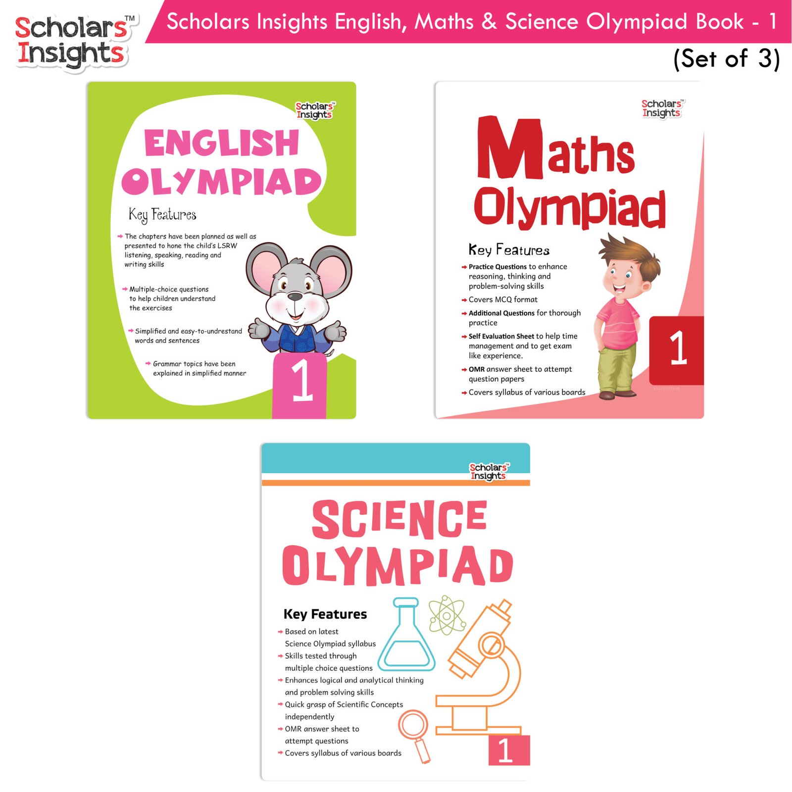 Scholars Insights Olympiad Books Grade 1 Set of 3 1