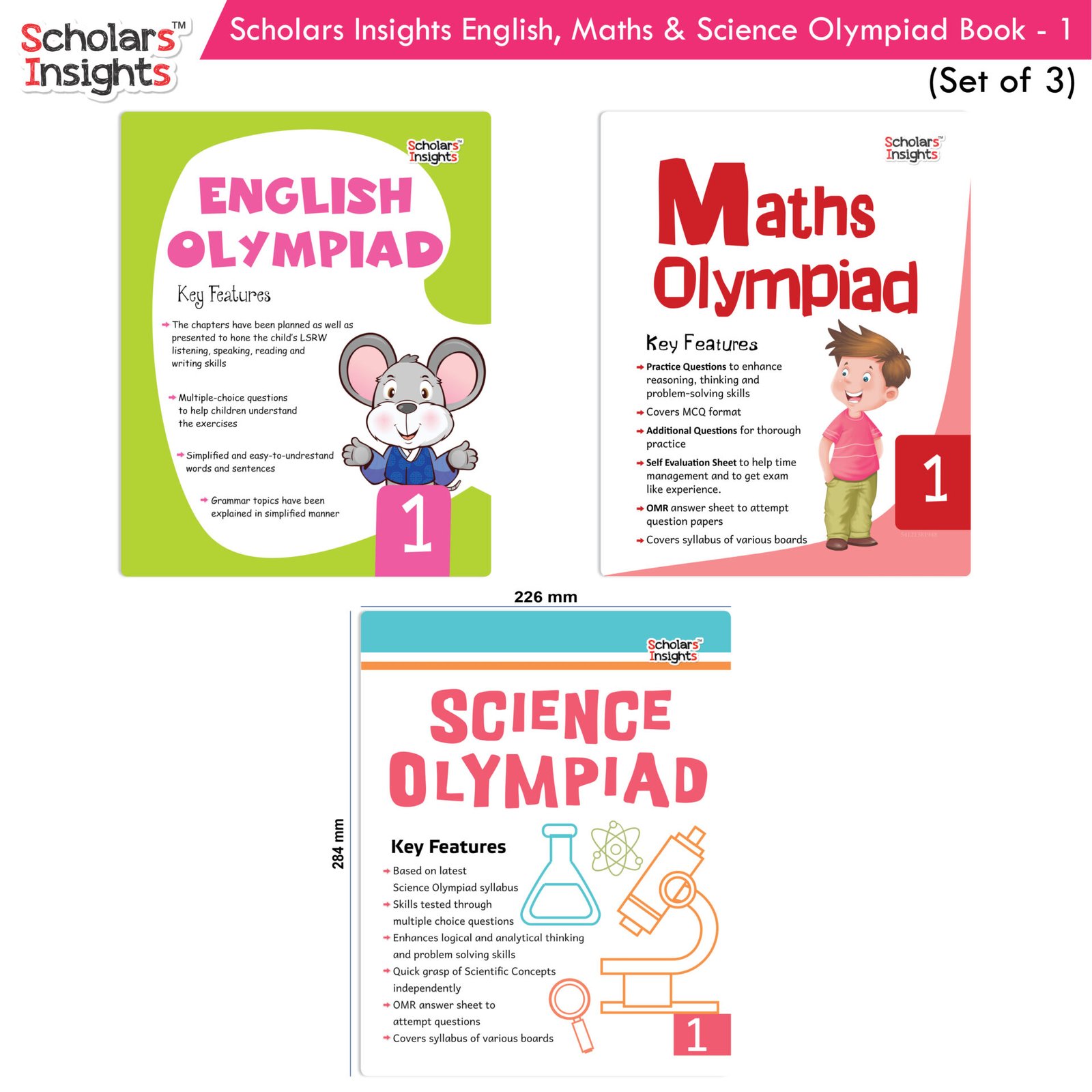 Scholars Insights Olympiad Books Grade 1 Set of 3 2