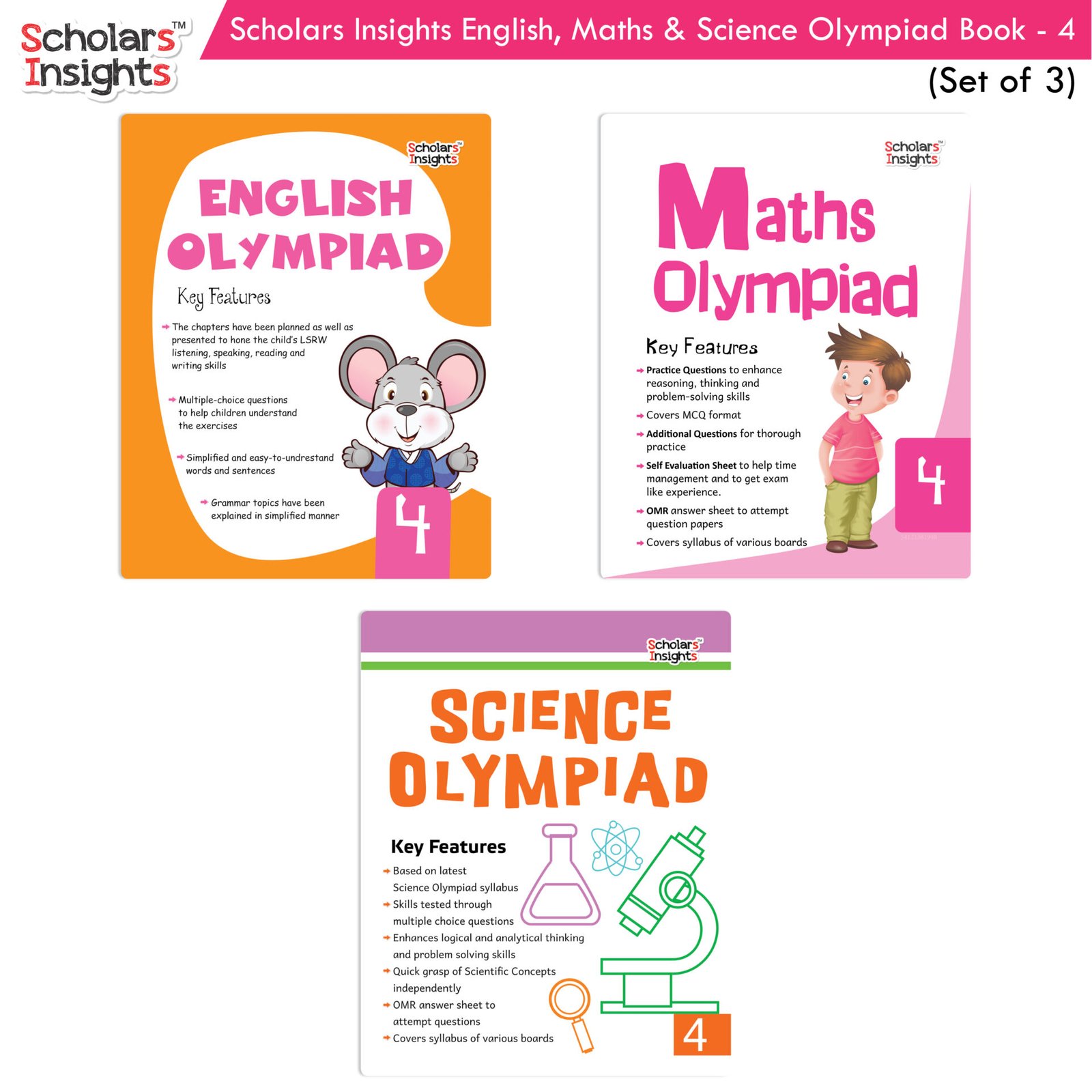 Scholars Insights Olympiad Books Grade 4 Set of 3 1