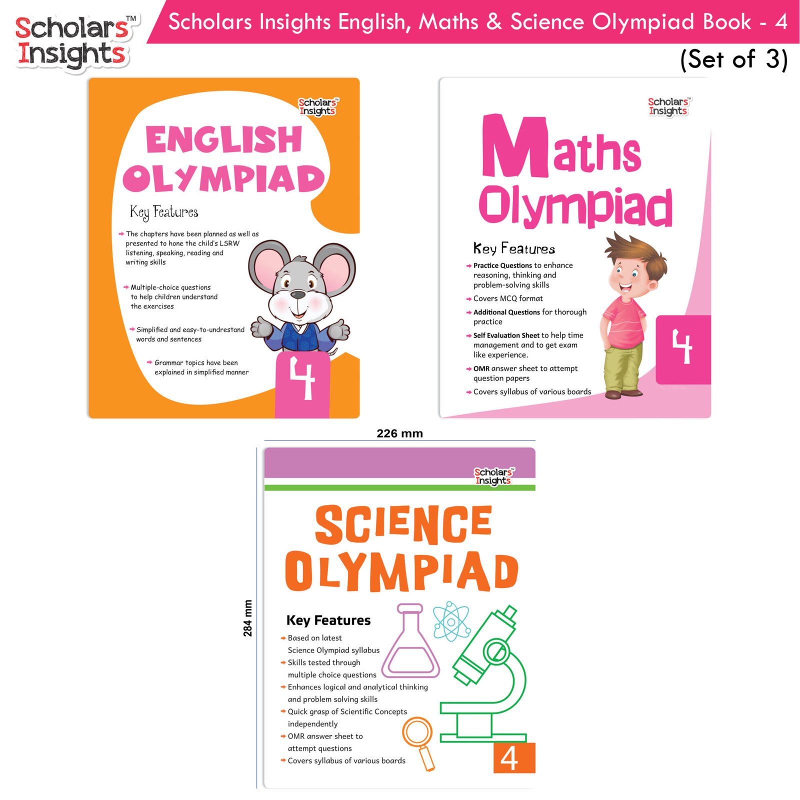 Scholars Insights Olympiad Books Grade 4 Set of 3 2