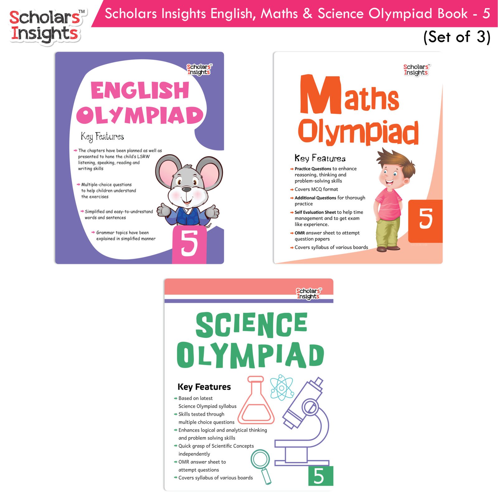 Scholars Insights Olympiad Books Grade 5 Set of 3 1