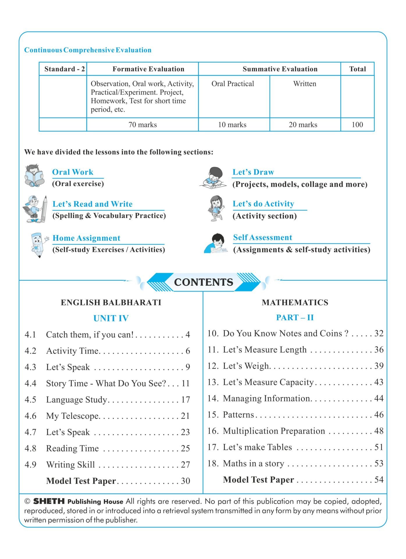 CCE Pattern Nigam Scholar Workbooks Termwise Integrated Workbook English Balbharati and Mathematics Standard 2 Term 2 Book 2 2