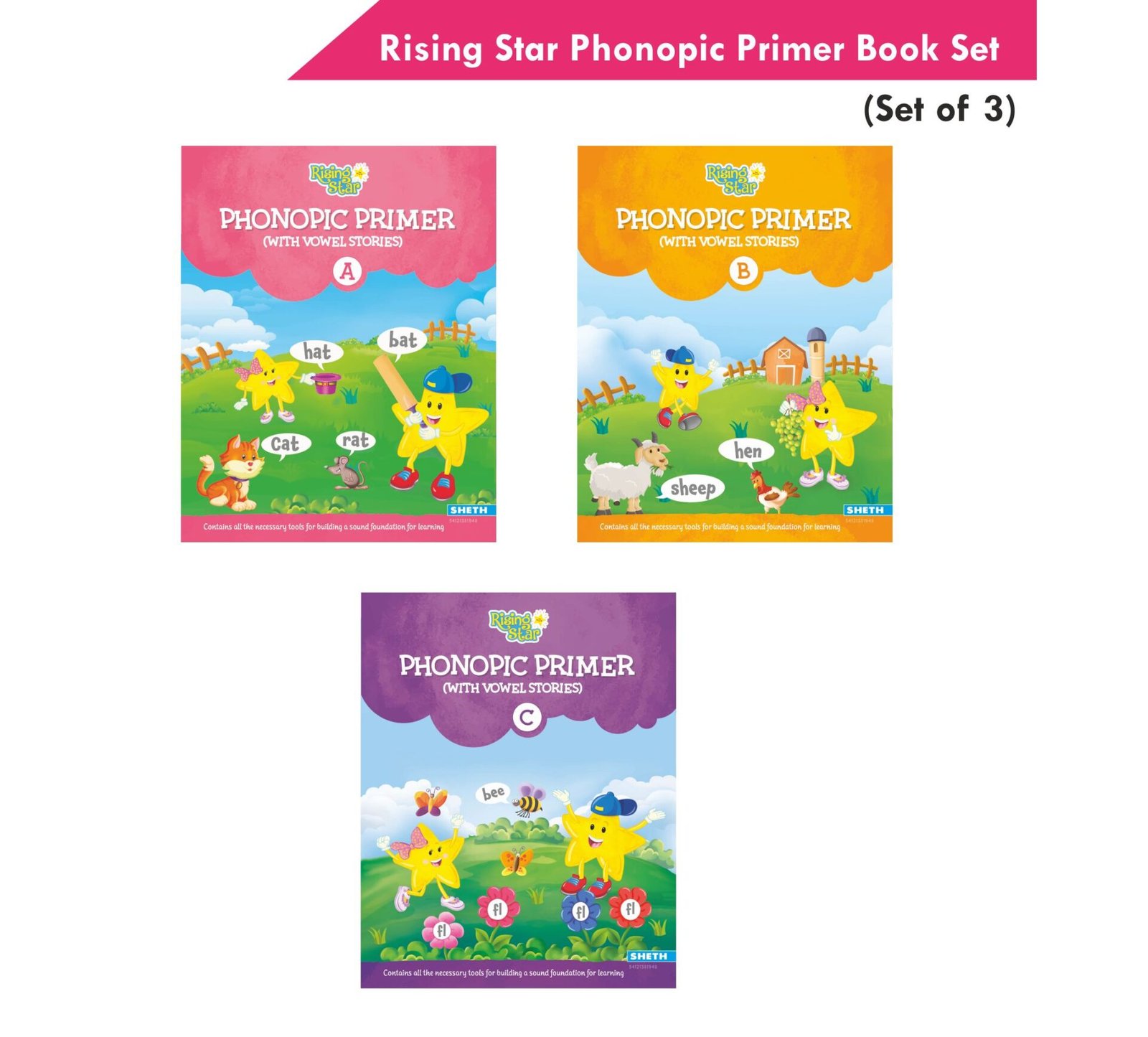 Rising Star Phonopic Primer With Vowel Stories Book Set Set of 3 1