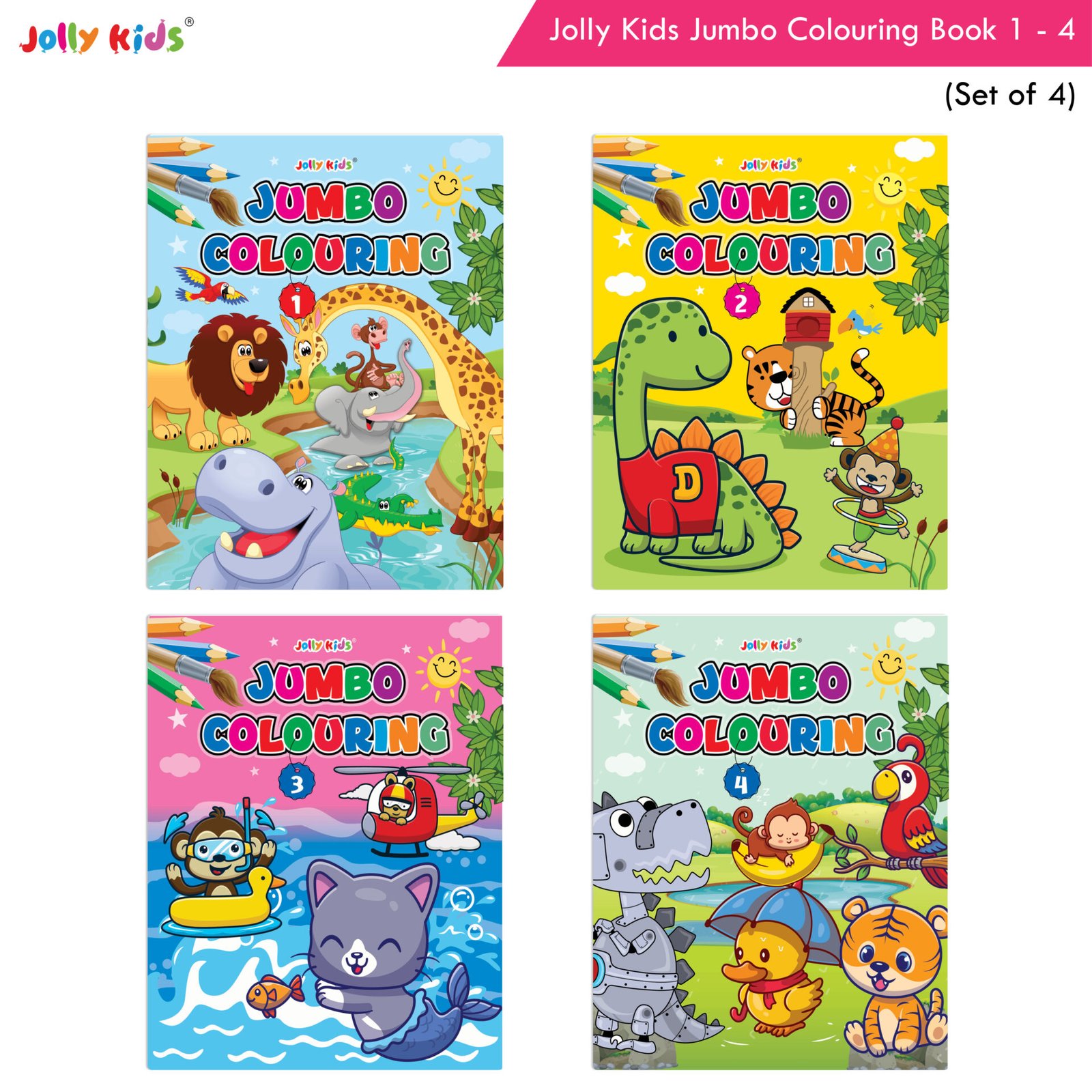 JK Jumbo Colouring Books Set of 4 1