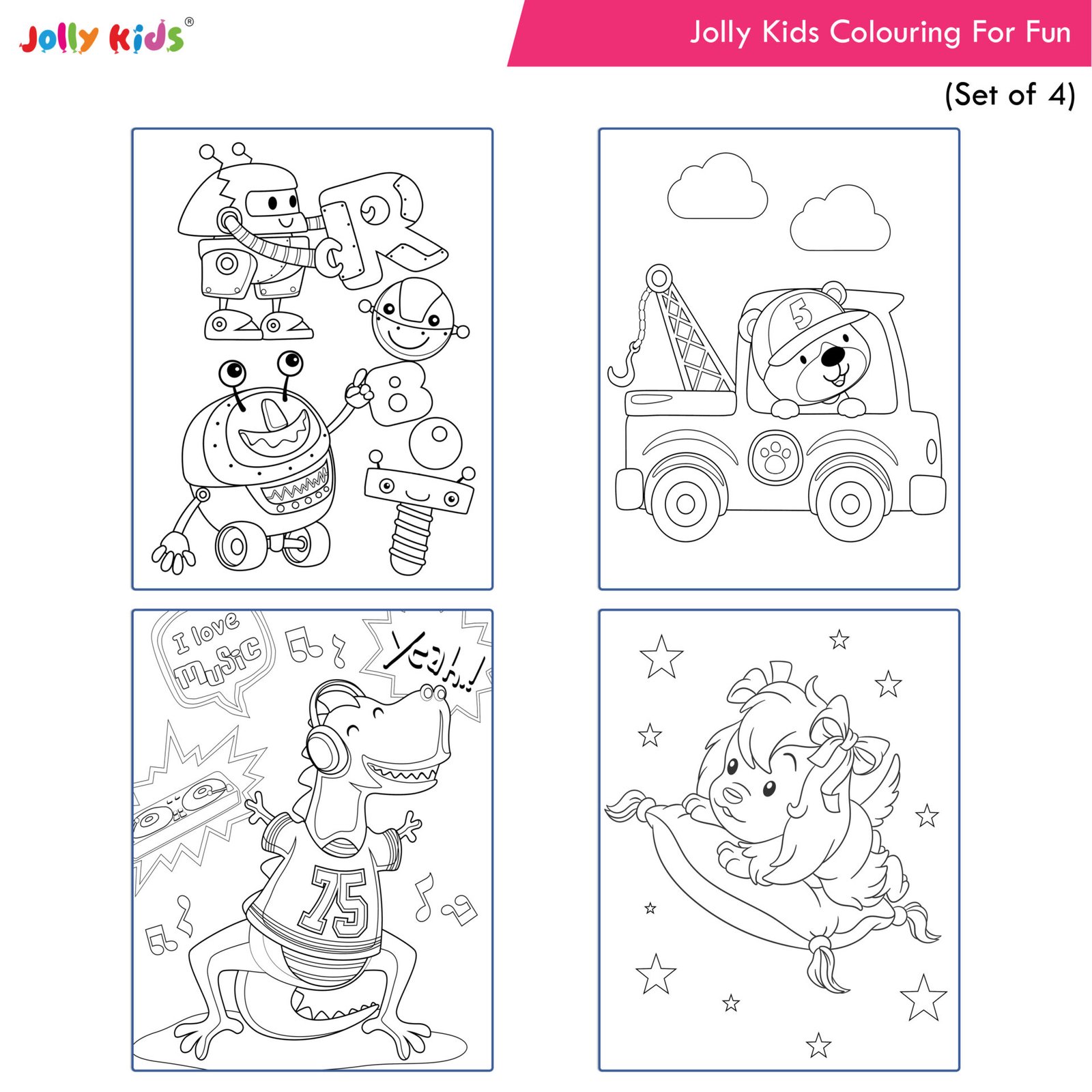 Jolly Kids Colouring for Fun Books B, Set of 4