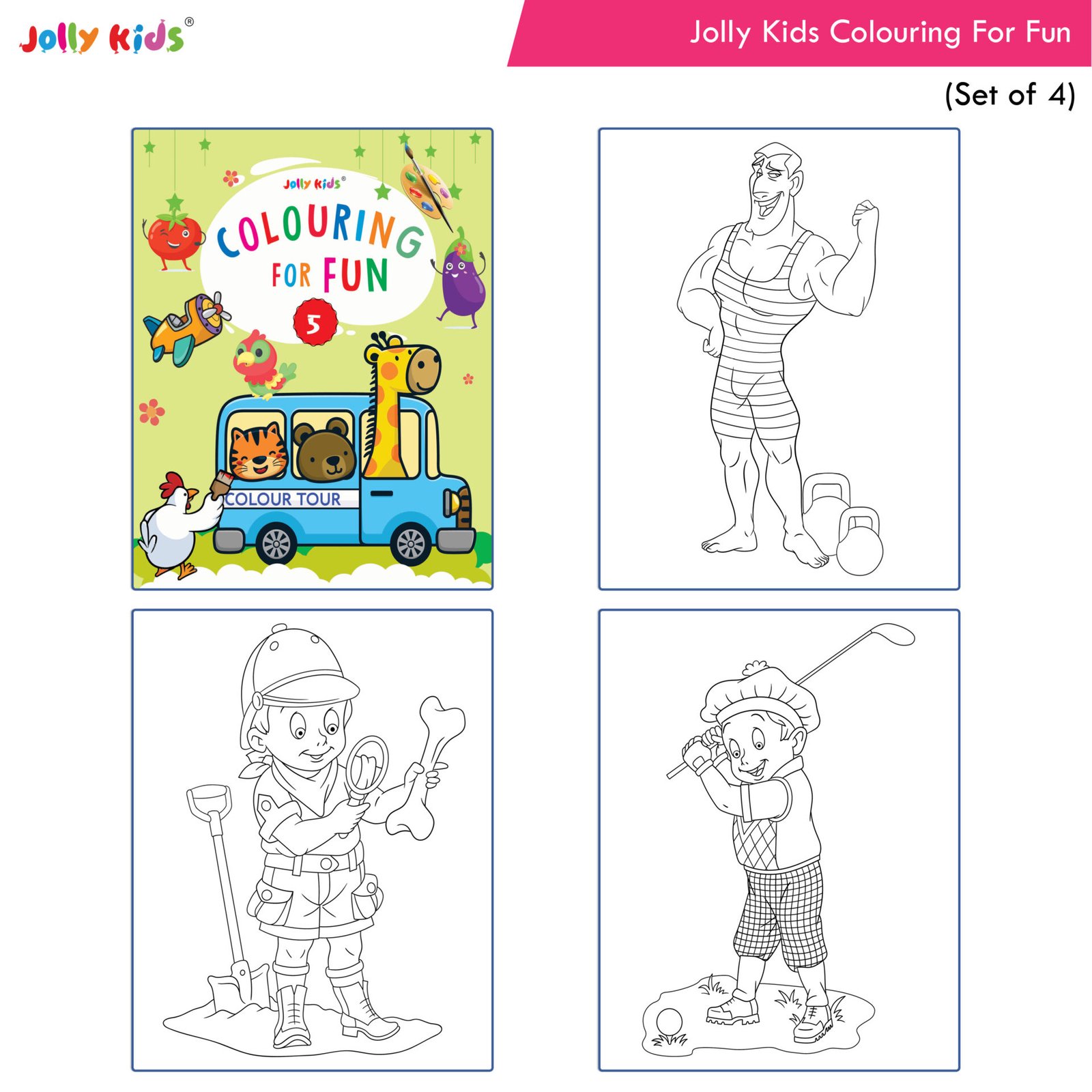 Jolly Kids Jumbo Colouring Books For Kids Set of 4