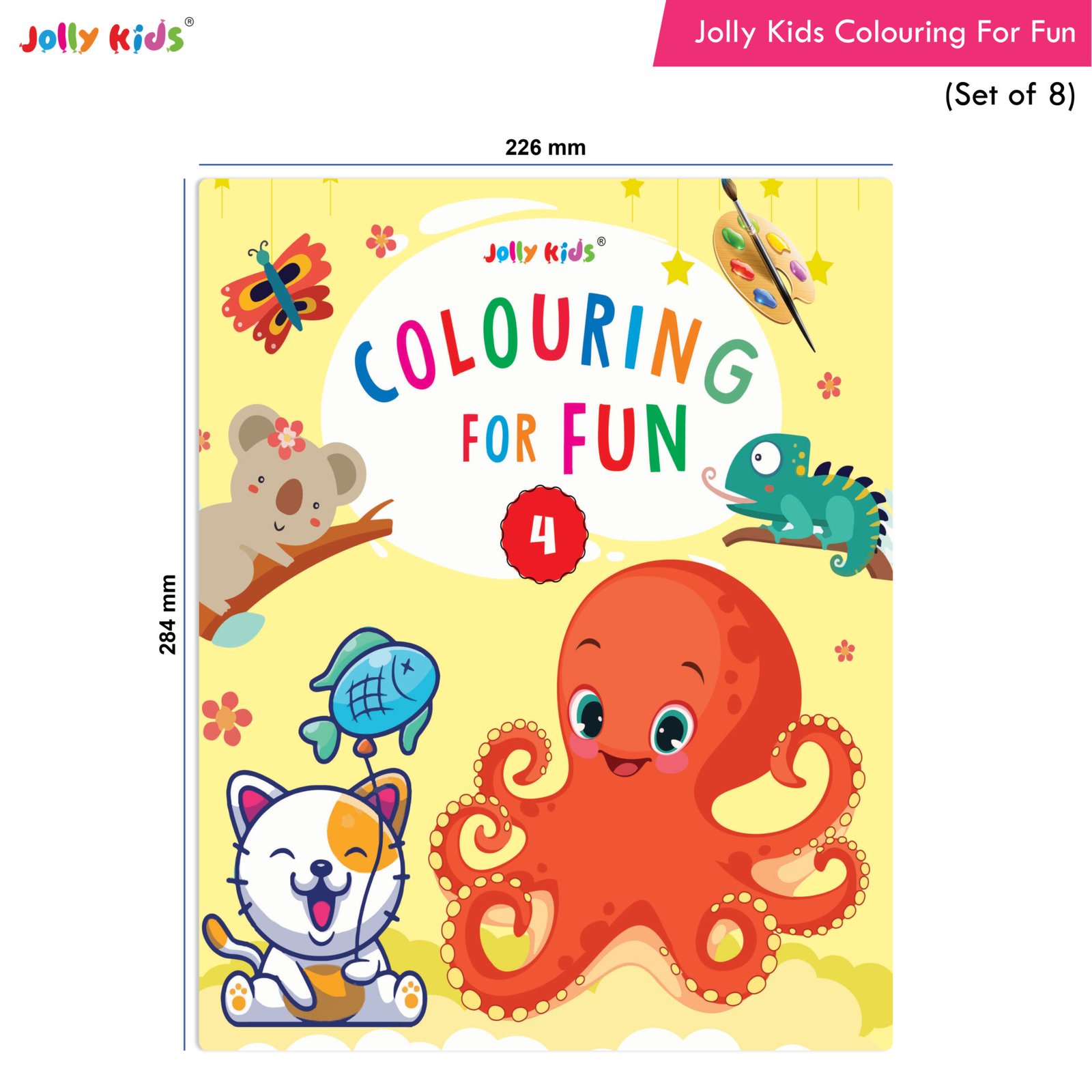 Jolly Kids Colouring For Fun Book Set of 8 2