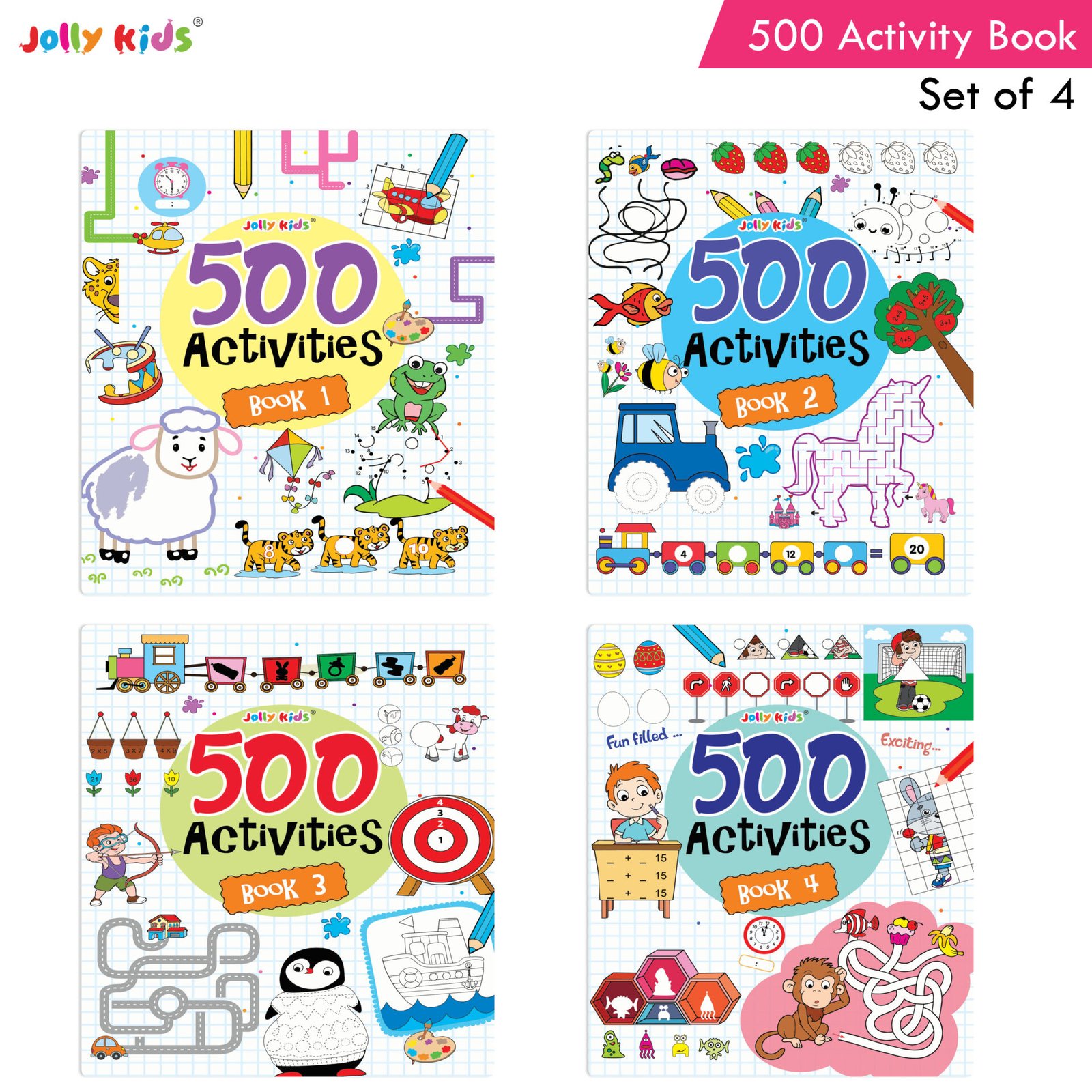 Jolly Kids 500 Activities Books Set of 4 1