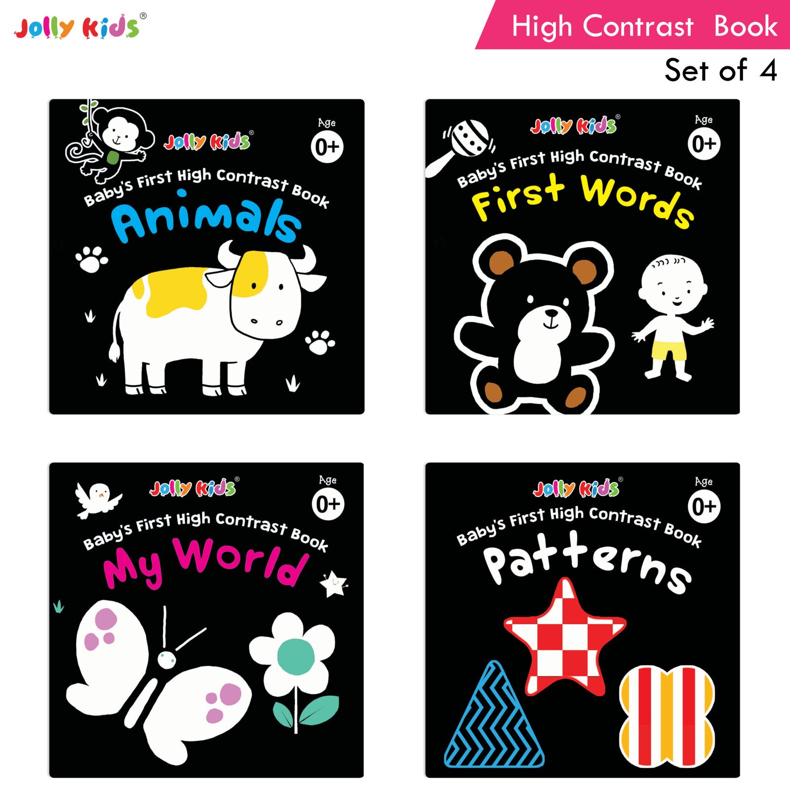Jolly Kids Babys First High Contrast Books Set of 4 1