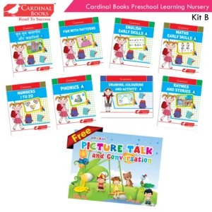 Cardinal Books Preschool Learning Nursery Kit B |Fun With Pattern | Alphabet | Numbers 1-20| Rhymes & Stories| Colouring Book| Phonic Book| Ages 3-4 Years | Pre KG Book Set of 8 + Picture Talk & Conversation Book FREE