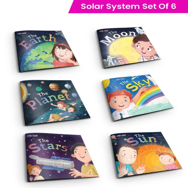 Jolly Kids The Solar System Books Set of 6| The Earth, The Moon, The Planet, The Sky, The Stars, The Sun| Part of: Knowledge Encyclopedia For Children Ages 4-10 Years