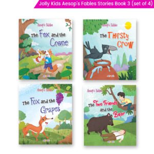 Jolly Kids Aesop's Fables Stories Books Set 3 (Set of 4) The Fox and the Crane, The Thirsty Crow, The Fox and the grapes, The Two Friends and the Bear