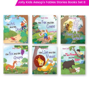 Jolly Kids Aesop's Fables Stories Books Set B (Set of 6) The Ant and The Dove, The Fox and The Crane, The hare and The Tortoise, The Fox and The Grapes, The Lion and The Mouse, Two Friends and The Bear