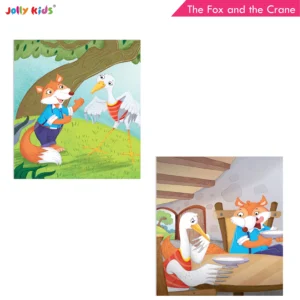 Jolly Kids Aesop's Fables Stories Books Set 3 (Set of 4) The Fox and the Crane, The Thirsty Crow, The Fox and the grapes, The Two Friends and the Bear