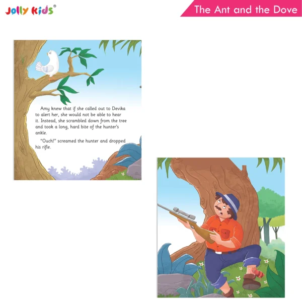 Jolly Kids Aesop's Fables Stories Books Set 1 (Set of 4) The Ant and the Dove, The Hare and the Tortoise, The Ant and the Grasshopper, The Fox and the Crow - Image 3