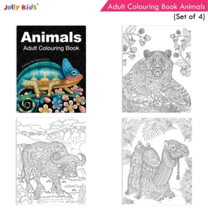 Jolly Kids Adult Colouring Books Set of 4|Stress Relieving Designs Floral, Animals, Birds and Motivational Quotes Colouring Books for Adults| Ages 12+