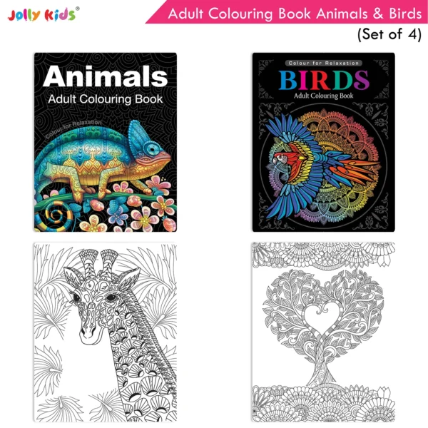 Jolly Kids Adult Colouring Books Set of 4|Stress Relieving Designs Floral, Animals, Birds and Motivational Quotes Colouring Books for Adults| Ages 12+ - Image 6