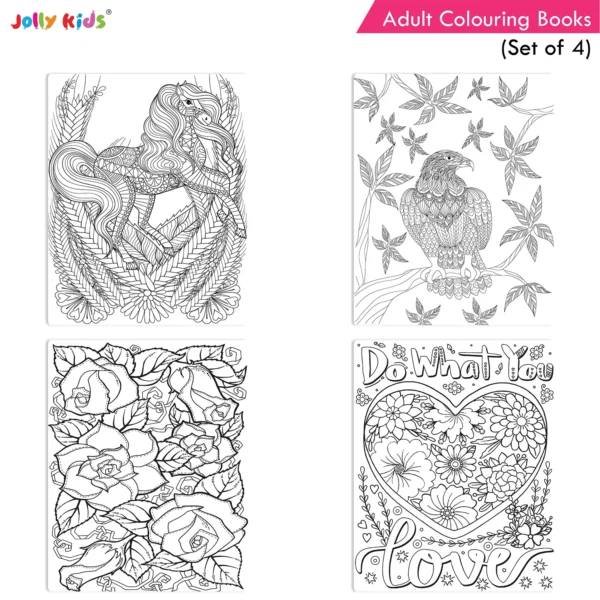 Jolly Kids Adult Colouring Books Set of 4|Stress Relieving Designs Floral, Animals, Birds and Motivational Quotes Colouring Books for Adults| Ages 12+ - Image 8