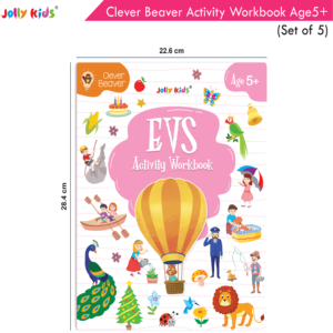 Early Learning Jolly Kids Clever Beaver Activity Woorkbooks Age 5+|Set of 4| Kindergarten Books English-Maths-General Awareness-EVS-Logical Reasoning