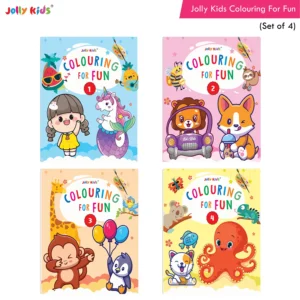 Jolly Kids Colouring For Fun Books A Set of 4 For Kids Ages 3-8 Years|Colouring Characters-Singing, Dancing, Studying, Drawing, Painting, Helping, Acting