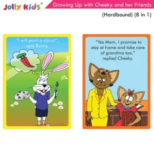 Jolly Kids Growing Up With Cheeky And Her Friends Character Base Hardbound 8 in 1 Moral and Values Education Short Stories Book For Kids Ages 3-6 Years