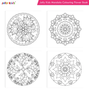 Jolly Kids Mandala Art Colouring Books for Kids Set of 4|Age 4 and Above|Creative Art Therapy Stress Relieving Designs Flower, Jungle, Princess, Unicorn