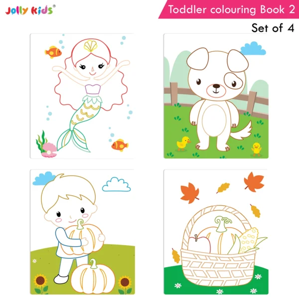 Jolly Kids Toddler Colouring Die-Cut Animal Shaped Activities Books for Kids| Set of 4| Ages 1–6 Years| Elephant, Bear, Lion, Monkey - Image 3