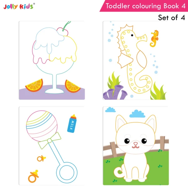 Jolly Kids Toddler Colouring Die-Cut Animal Shaped Activities Books for Kids| Set of 4| Ages 1–6 Years| Elephant, Bear, Lion, Monkey - Image 5