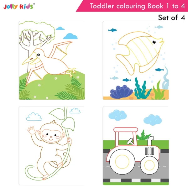 Jolly Kids Toddler Colouring Die-Cut Animal Shaped Activities Books for Kids| Set of 4| Ages 1–6 Years| Elephant, Bear, Lion, Monkey - Image 8