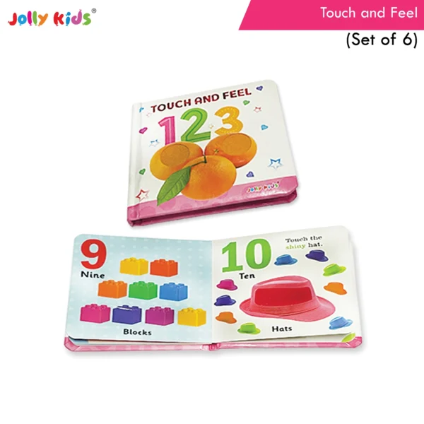 Jolly Kids Touch and Feel Alphabet-Shapes-Colours-Numbers-My First Words-Animals Picture Learning Sensory Development Padded Board Books Set of 6 for Infants, Toddlers Gift Ages 0-12 Months - Image 2