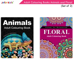 Jolly Kids Adult Colouring Books B Set of 2|Stress Relieving Designs Animals and Floral Colouring Books for Teenagers| Ages 12+