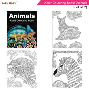 Jolly Kids Adult Colouring Books B Set of 2|Stress Relieving Designs Animals and Floral Colouring Books for Teenagers| Ages 12+