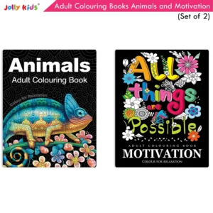 Jolly Kids Adult Colouring Books C Set of 2|Stress Relieving Designs Animals and Motivational Quotes Colouring Books for Teenagers| Ages 12+