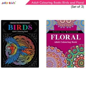 Jolly Kids Adult Colouring Books D Set of 2|Stress Relieving Designs Birds and Floral Colouring Books for Teenagers| Ages 12+