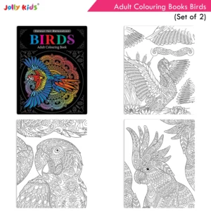 Jolly Kids Adult Colouring Books D Set of 2|Stress Relieving Designs Birds and Floral Colouring Books for Teenagers| Ages 12+