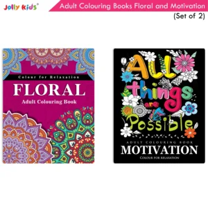 Jolly Kids Adult Colouring Books F Set of 2|Stress Relieving Designs Floral and Motivational Quotes Colouring Books for Teenagers| Ages 12+