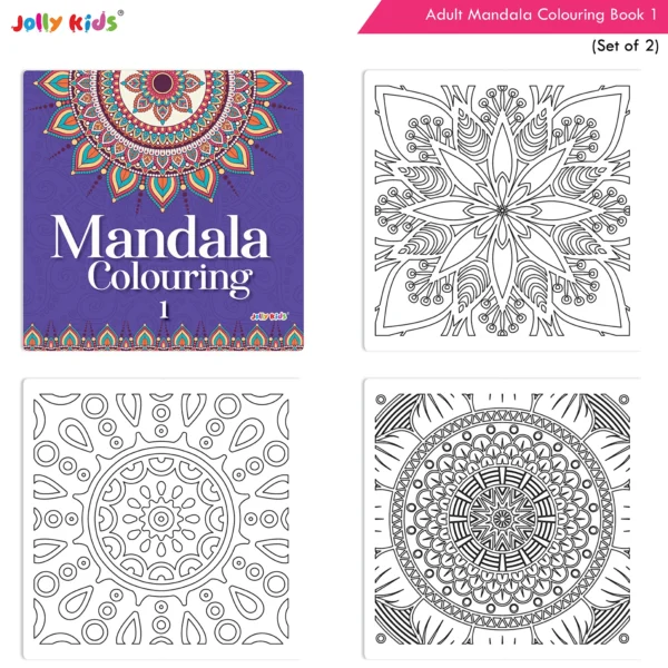 Jolly Kids Adults Mandala Colouring Books B Set of  2| Stress Relieving Designs| Ages 12+ - Image 2