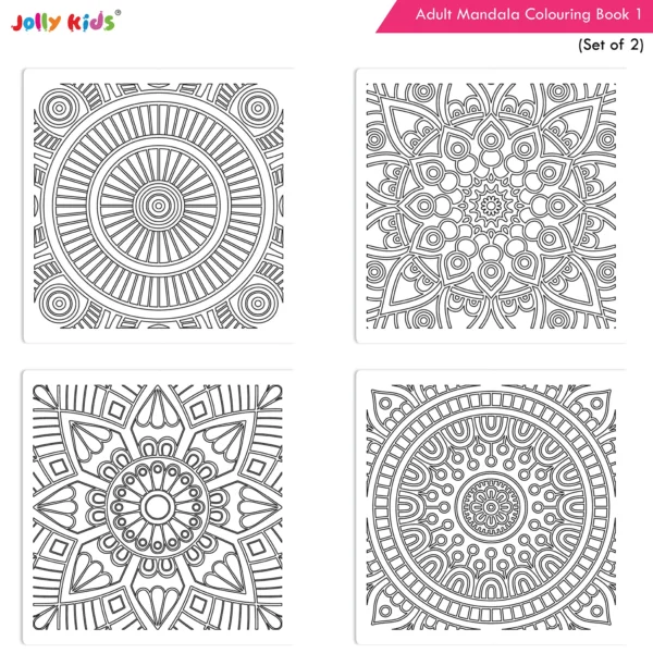 Jolly Kids Adults Mandala Colouring Books B Set of  2| Stress Relieving Designs| Ages 12+ - Image 7